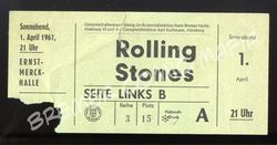 Rolling Stones  - Original Eintrittskarte zum Konzert vom 1.4.1967 in der Ernst Merck-Halle (Motiv 315)