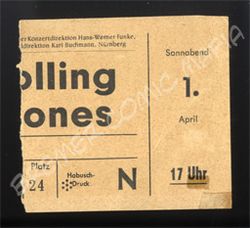 Rolling Stones  - Original Eintrittskarte zum Konzert vom 1.04.1967 in der Ernst Merck-Halle (Motiv 317)