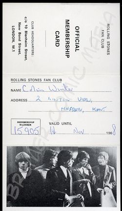 Rolling Stones  - Original-Fan-Club-Karte der 60er Jahre (Motiv 266)