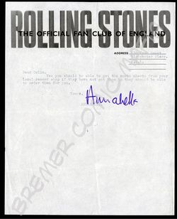 Rolling Stones  - Original-Fan-Club-Schreiben der 60er Jahre (Motiv 281)