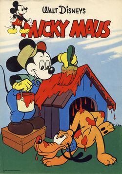 Micky Maus Ankündigungsplakat „Micky streicht Hundehütte“ (Heft 36/1959)