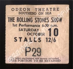 Rolling Stones  - Original Eintrittskarte zum Konzert vom 10.10.196? im Odeon Theatre (Motiv 305)
