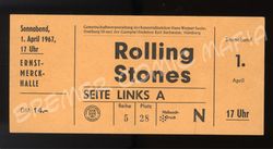 Rolling Stones  - Original Eintrittskarte zum Konzert vom 1.04.1967 in der Ernst Merck-Halle (Motiv 316)