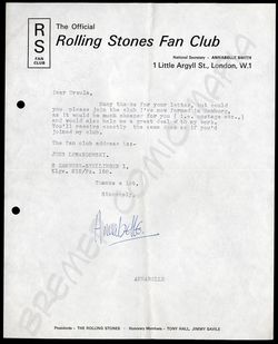 Rolling Stones  - Original-Fan-Club-Schreiben der 60er Jahre (Motiv 268)