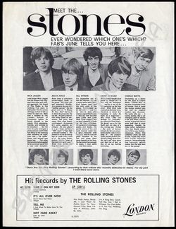 Rolling Stones  - Original-Infozettel der 60er Jahre (Motiv 278)