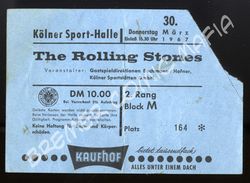 Rolling Stones  - Original Eintrittskarte zum Konzert vom 30.03.1967 in der Kölner Sporthalle (Motiv 314)