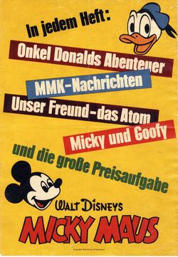 Micky Maus Ankündigungsplakat „In jedem Heft - Micky und Donald Kopf“